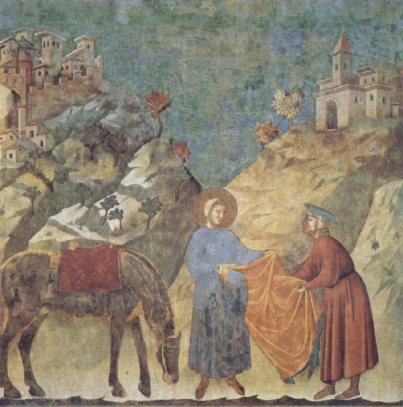 GIOTTO di Bondone St Francis Giving his Cloak to a Poor Man Norge oil painting art